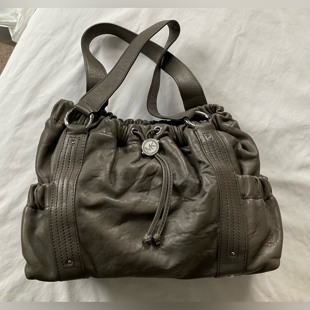 Michael Kors Charcoal Gathered Leather Tote